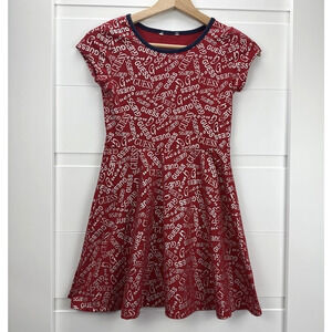 Guess Dress Girls Large Red All Over Logo Print Short Sleeve Casual Skater Style